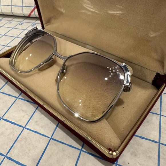 Vintage Square Frames Oversized Glasses Jeweled - Picture 2 of 15